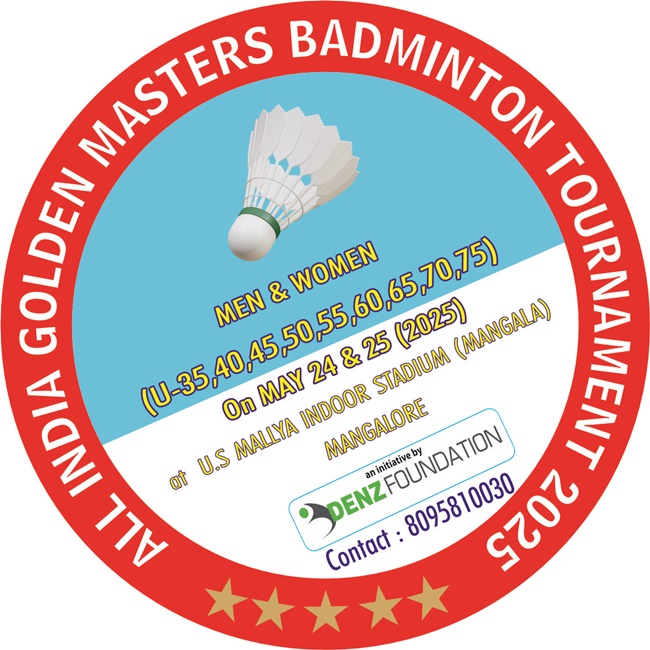 All India Golden Masters Badminton Tournament in Mangalore on May 24 and 25, 2025