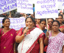 Manipal: Anganwadi teachers and helpers protest against harassment