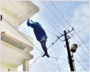 Udupi: Drunken Man Performs Acrobatics on Top of Electric Pole